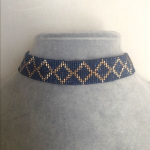 Free People Navy Oasis Beaded Choker